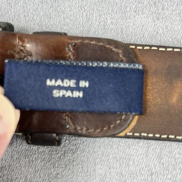 Mezlan Men’s Belt 4929 Brown Leather Woven Inlay Made in Spain Mens Size 36 - Picture 7 of 12